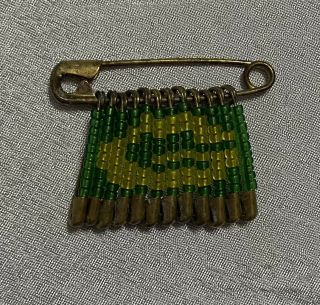 Vintage Green Bay Packers G Pin Made From Safety Pins & Beads