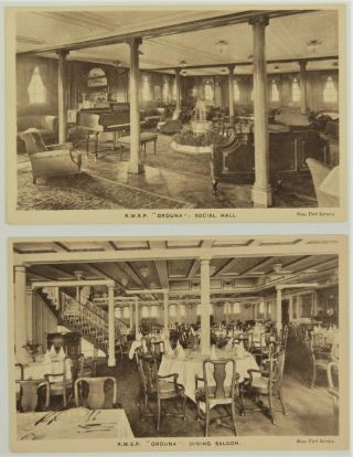 2 Orduna Royal Mail Steam Packet Rmsp Ship Liner Interior Postcards York