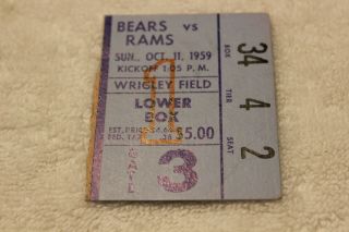 1959 (oct.  11) Chicago Bears Ticket Stub V.  Los Angeles Rams (vg)