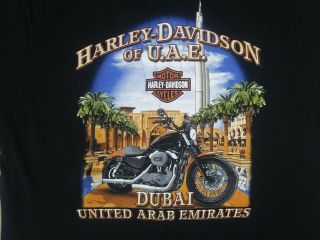 Harley Davidson Mens Large Graphic Print Shirt U.  A.  E Dubai United Arab Emirates