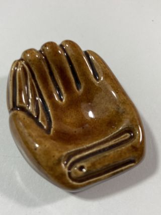 Vintage Baseball Mitt Glove Ceramic Gum Holder Miniature Initials Am On The Back