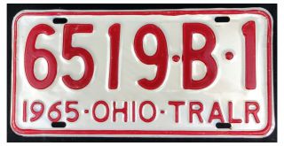 Ohio 1965 Trailer License Plate 6519 - B - 1