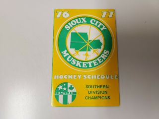 Rs20 Sioux City Musketeers 1976/77 Minor Hockey Pocket Schedule - Budweiser