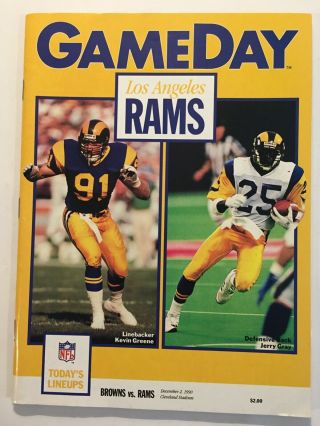 Vintage 1990 Nfl Pro Program - - Los Angeles Rams Vs Cleveland Browns - Vg