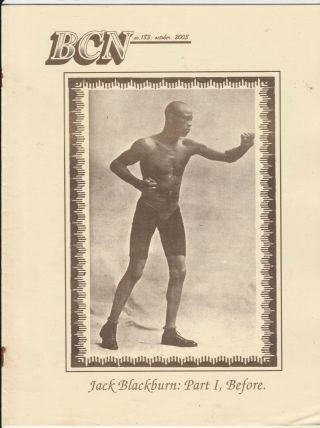 Boxing Collectors News Jack Blackburn Issue 183 October 2003