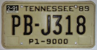 Tennessee Tn License Plate Tag 1989 P1 - 9000 Pb - J318 Truck B
