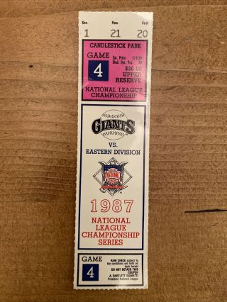 1987 Nlcs Ticket Stub San Francisco Giants Game 4 Candlestick Park
