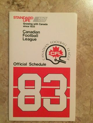 1983 Cfl Football Schedule Card: Saskatchewan Roughriders - Cfl Schedule
