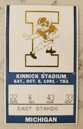 Iowa Hawkeyes Michigan Wolverines Football Ticket Stub 10/5 1991 Howard 2 Td Rec