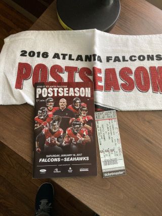 Nfl Atlanta Falcons 2016 - 17 Postseason Program,  Tkt Stub & Towel.  Jan 14 2017