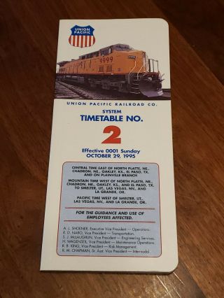 Union Pacific Railroad System Employee Timetable October 29,  1995 Uprr