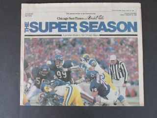 Chicago Sun - Times Newspaper Jan 26,  1986 The Season