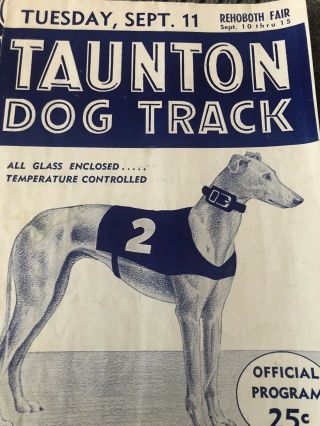 1962 Taunton Greyhound Program Rehoboth Fair 2nd Night.