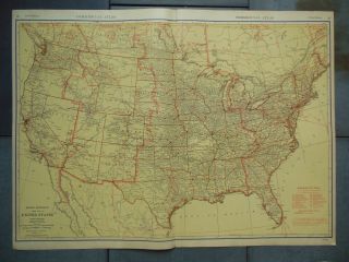 Large 1942 Vintage Map Of United States Airlines / 20 1/2 " X 27 5/8 "