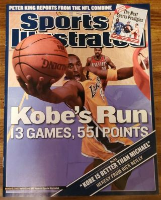 Kobe Bryant Sports Illustrated 3 March 2003 No Label - Los Angeles Lakers Mamba