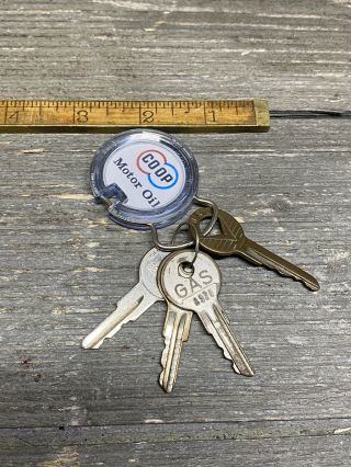 Vintage Co - Op Motor Oil Keychain With Old Ford Keys