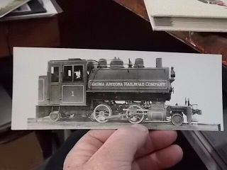 Real Photo Specification Card American Locomotive Co,  Magma Arizona Railroad