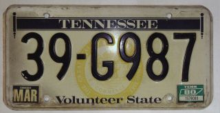 Tennessee Tn License Plate Tag 1980 Jefferson County State Seal 39 - G987 B