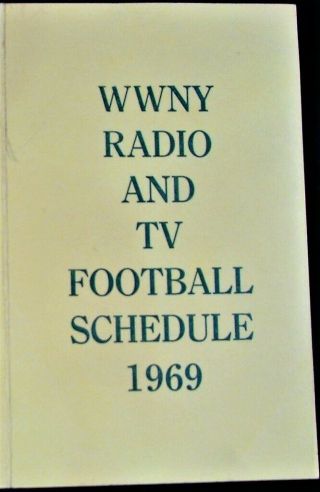 Vtg 1969 York Radio Station Wwny Football Schedule Ncaa & Nfl