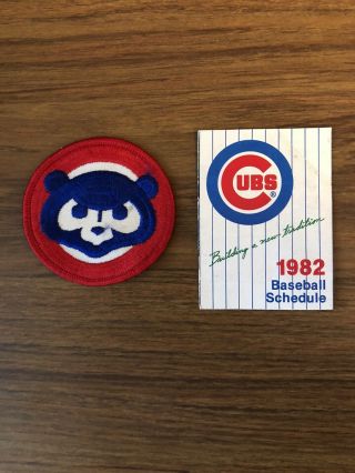 1982 Chicago Cubs Cubbie Bear Jersey Patch And Pocket Schedule