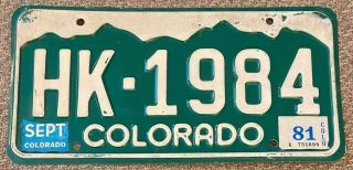 Colorado 1981 Jefferson County License Plate Hk - 1984