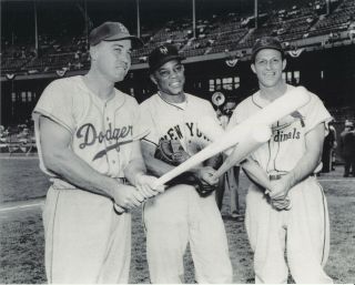 Willie Mays,  Stan Musial,  Duke Snider 8x10 Photo 1955 All Star Game