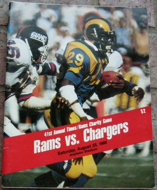August 23 1986 San Diego Chargers At Los Angeles Rams Nfl Football Program