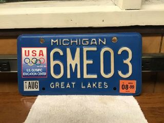 1999 Michigan U.  S.  Olympic Education Center License Plate