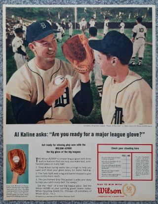 Vintage 1964 Wilson Al Kaline A2000 Baseball Glove Advertisement