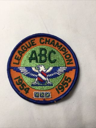 Vintage Abc American Bowling Congress League Champion Patch 1954 1955 Bowler Xxx