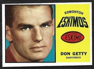 1964 Topps Cfl Football: 24 Don Getty Qb,  Edmonton Eskimos