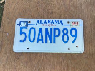 Alabama 1992 License Plate “ Heart Of Dixie” Marshall County