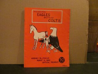 Aug 11 1962 Nfl Game Program Baltimore Colts @ Philadelphia Eagles Preseason