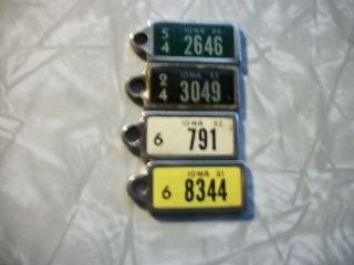 Iowa Dav License Plates,  1961,  1962,  1963,  1964 Minature Plates For Keychain