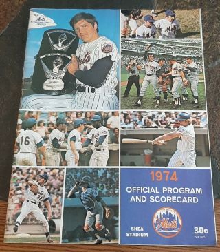 1974 York Ny N.  Y.  Mets Vs.  Reds Program & Scorecard Seaver