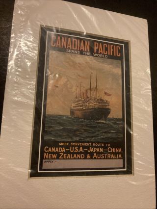Vintage Style Canadain Pacific Steamship Small Picture To Frame 1923 5x7 F7