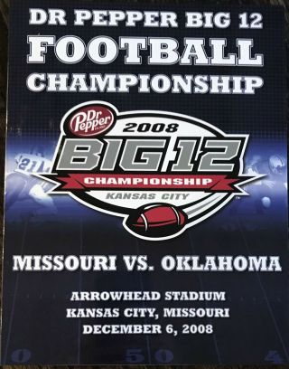 2008 Big 12 Championship Game Program.  Oklahoma Sooners Vs Missouri.