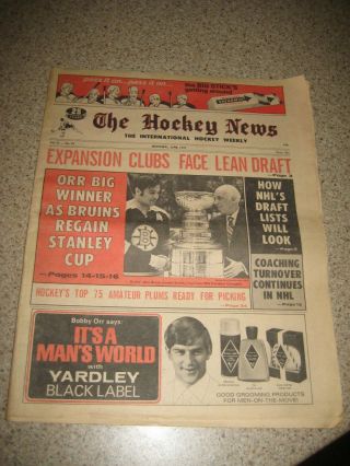 The Hockey News Newspaper 1972 Stanley Cup Boston Bruins Bobby Orr Ken Dryden