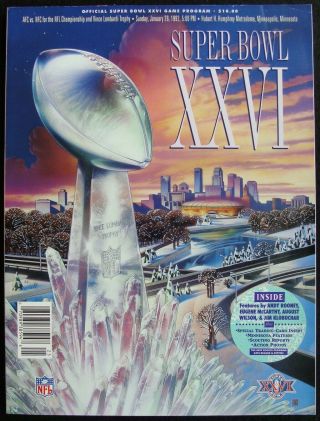 1992 Bowl Xxvi Official Program - Redskins Vs.  Bills @ Metrodome -