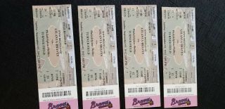 4 Atlanta Braves Tickets 08/23/2012 Vs Phillies Chipper Jones Walk Off Hr