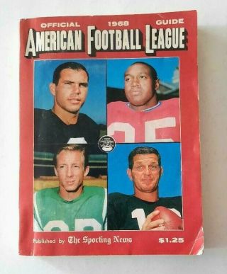 1968 The Sporting News American Football League Guide Lamonica,  Nance,  Blanda Vg