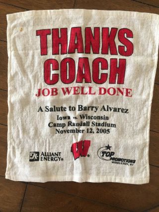 Barry Alvarez,  Wisconsin Badgers Football,  Final Game Towel 11/12/2005