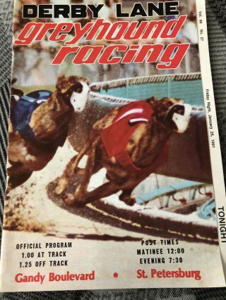 1991 Derby Lane Greyhound Program Jan.  25th