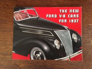 1937 Ford V - 8 Brochure - Great Shape With Colorful Illustrations