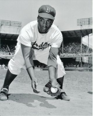 Jackie Robinson 8x10 Photo Brooklyn Dodgers 1947 R.  O.  Y 1949 Mvp 6 W.  S 6 A.  S Game