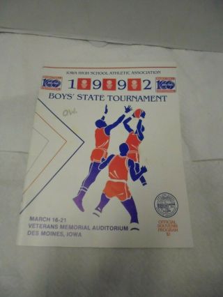 Boys State Basketball Championship Tournament Program 1992 Iowa High School