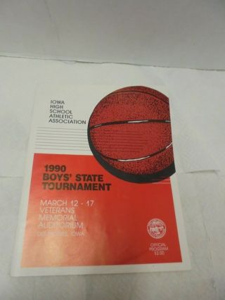 Boys State Basketball Championship Tournament Program 1990 Iowa High School