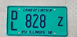 Illinois 2012 Dealer License Plate Number 828 Z