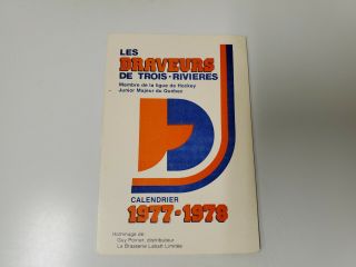 Rs20 Trois - Rivieres Draveurs 1977/78 Minor Hockey Pocket Schedule - Labatt