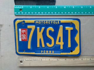 License Plate,  Pennsylvania,  Motorcycle,  1995,  7ks4t
